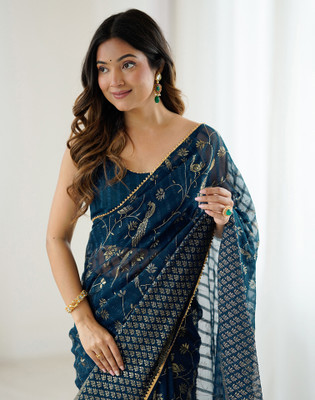 Satrani Printed Bollywood Chiffon, Georgette Saree(Blue)
