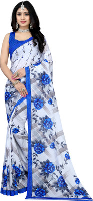 Leelavati Printed Bollywood Georgette Saree(White)