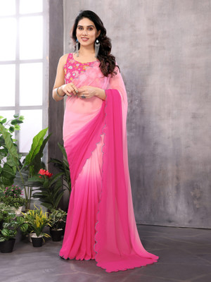 Moda Rapido Printed Daily Wear Georgette Saree(Pink)