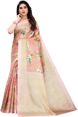 Priyashi Printed Mysore Art Silk Saree(Pink)