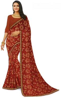 GSCMSTOREX Digital Print Daily Wear Silk Blend Saree(Maroon)