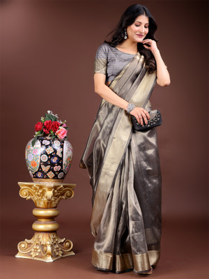 Tasrika Woven Kanjivaram Organza Saree(Grey)