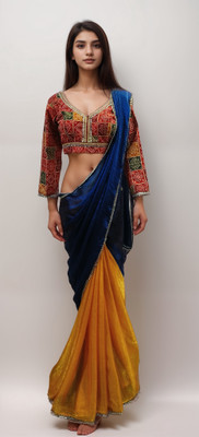 NANCY DESIGNER Solid/Plain Bollywood Pure Silk Saree(Yellow)