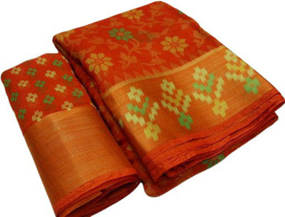 sohank creation Printed, Self Design Chanderi Cotton Blend Saree(Yellow)