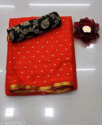 Florono enterprise Embellished Daily Wear Chiffon Saree(Orange)