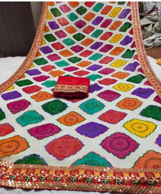 DURGACREATION Solid/Plain Bollywood Georgette Saree(Multicolor)