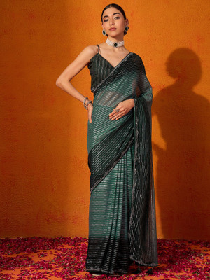 Tasrika Embellished Bollywood Chiffon Saree(Green)