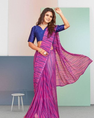 Jayu Printed Leheria Georgette Saree(Purple)