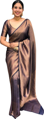 Pritam Embellished Banarasi Silk Blend Saree(Brown)