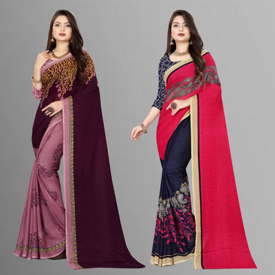 kashvi sarees Printed Daily Wear Georgette Saree(Pack of 2, Multicolor)