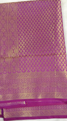 Poonam Self Design Banarasi Cotton Silk Saree(Pink, Gold)