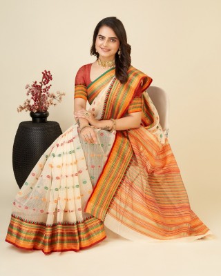 Nimidiya Woven Kota Doria Cotton Silk Saree(Beige)