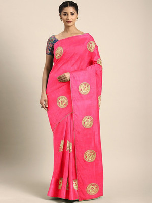 SERONA FABRICS Embroidered Bollywood Silk Blend Saree(Pink)