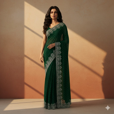 Sudev fashion Self Design Daily Wear Georgette Saree(Green)