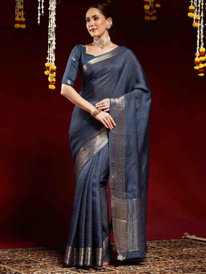 Divastri Woven Banarasi Viscose Rayon Saree(Dark Blue)