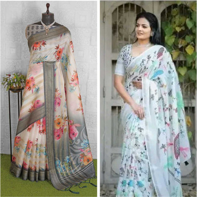 Bhagwati Creation Self Design Bollywood Silk Blend Saree(Pack of 2, Multicolor)