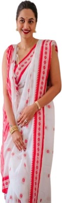 kalpana handloom Paisley, Temple Border Handloom Pure Cotton Saree(Pack of 2, White)