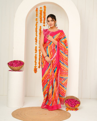 SHRIVAN FASHION Printed Bollywood Cotton Linen Saree(Pink)