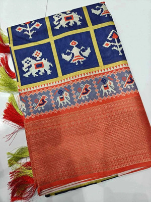 J6 Designers Self Design Bollywood Dupion Silk Saree(Blue)
