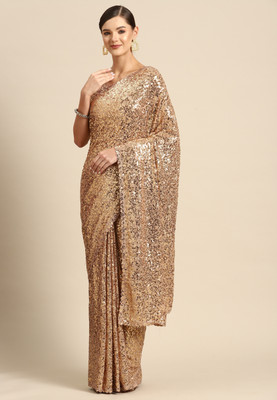 DIVINE INTERNATIONAL TRADING CO Embellished, Embroidered Bollywood Georgette Saree(Beige)