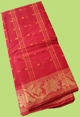 Maasaree Self Design Tant Pure Cotton Saree(Red)