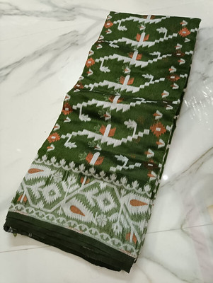 Happy Creation Printed Tant Handloom Cotton Blend Saree(Multicolor)