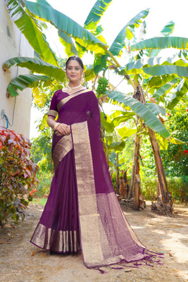 KOTHARI SBT Solid/Plain Bandhani Organza Saree(Magenta)