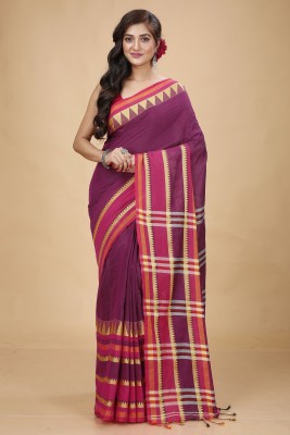 Tant Story Woven Handloom Cotton Blend Saree(Magenta)