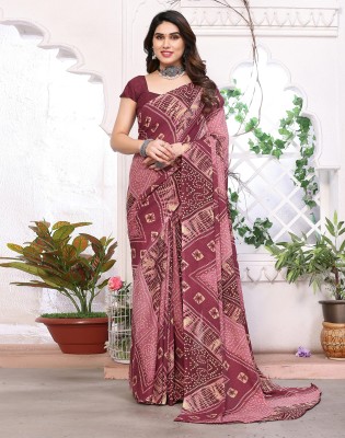 Divastri Printed Bandhani Georgette Saree(Pink)