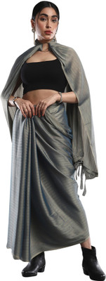 Akhilam Solid/Plain Bollywood Georgette Saree(Grey)