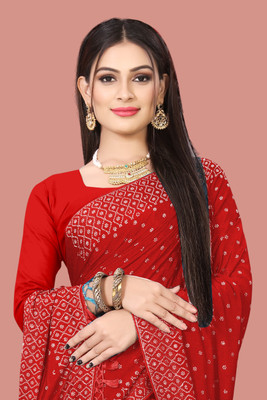 Madhavsaree Self Design Daily Wear Georgette, Chanderi Saree(Red)