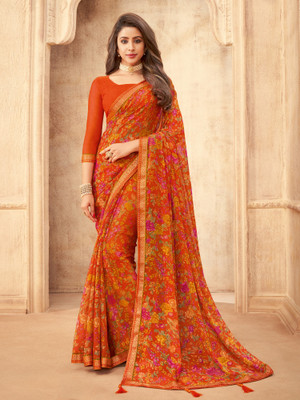 Sareemall Embellished Daily Wear Chiffon Saree(Orange)