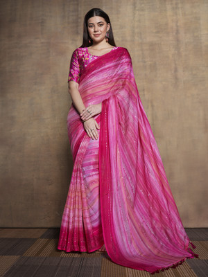 Tasrika Digital Print Bollywood Polyester Saree(Pink)