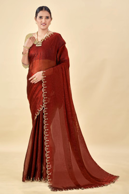 FULIYA SILK Embellished Bollywood Jimmy choo Saree(Maroon)
