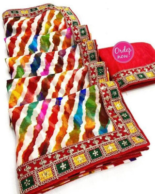 TEN R Printed Bollywood Georgette Saree(Multicolor)