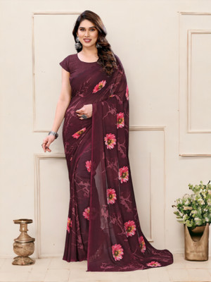 Divastri Floral Print Bollywood Georgette Saree(Magenta)