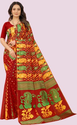 tapovan fashion Woven Jamdani Cotton Silk, Jacquard Saree(Red)
