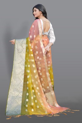 KOTHARI BS Solid/Plain Bandhani Organza Saree(Multicolor)
