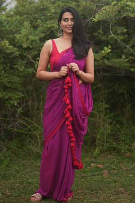 Maku Solid/Plain Handloom Pure Cotton Saree(Multicolor)