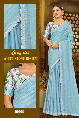 SHILPKALA Embellished Daily Wear Raw Silk Saree(Light Blue)