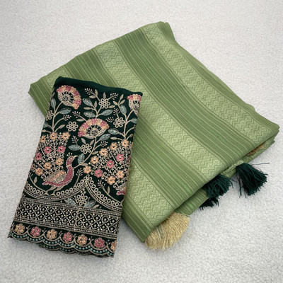 NEELMADHAV FASHION Embellished Bollywood Georgette Saree(Green)