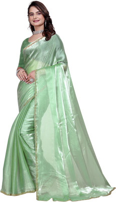 HouseOfCommon Woven Kanjivaram Chiffon, Jimmy choo Saree(Light Green)
