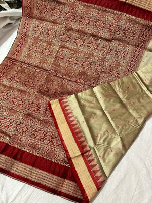 ajmera fashion Temple Border Sambalpuri Art Silk Saree(Multicolor)