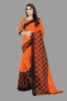 RUNAYA NX Printed Mysore Georgette Saree(Orange)