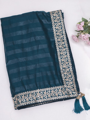 PRIYAFASHON Embroidered Bollywood Georgette Saree(Pack of 2, Dark Blue)