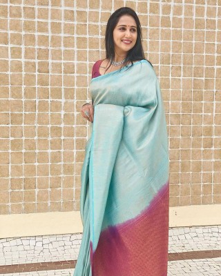 Anjaneya Sarees Woven Banarasi Silk Blend Saree(Blue)