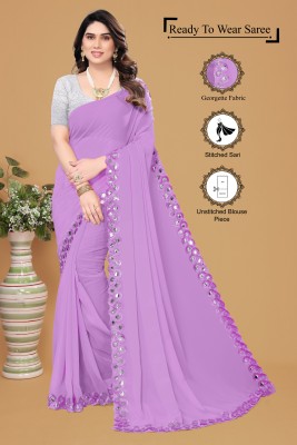 Manan Creation Embellished Bollywood Georgette Saree(Purple)