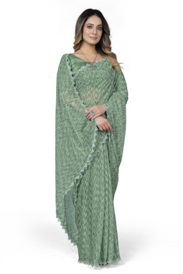LADY SHOPI Embellished Bollywood Lycra Blend Saree(Green)