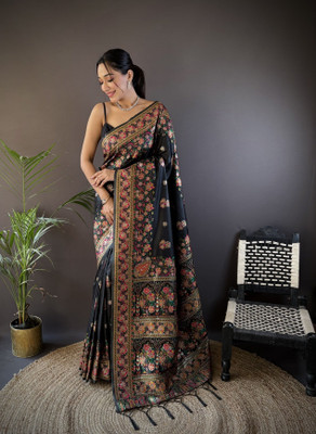 Tasrika Woven Bollywood Silk Blend Saree(Black)