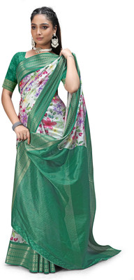 Rashmiwala Digital Print Floral Crepe Saree(Green)